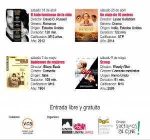 cartelera ciclo cine unpa