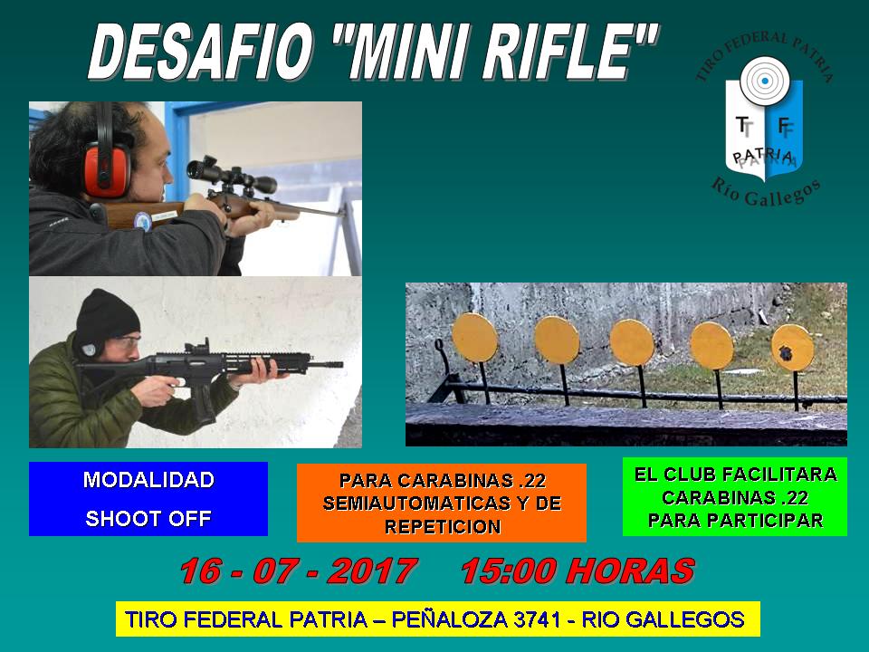 Se realizara "Desafió Mini Rifle" en el Tiro Federal Patria