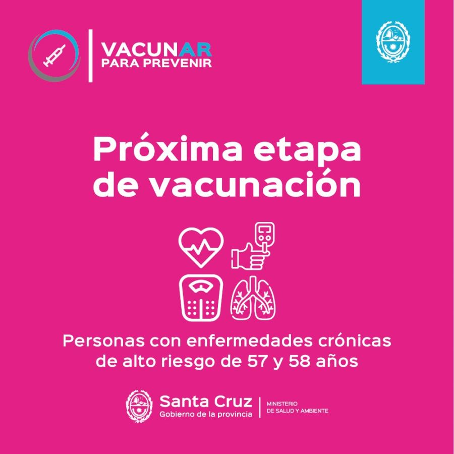 Habilitarán turnos para personas de 57 y 58 años con enfermedades graves